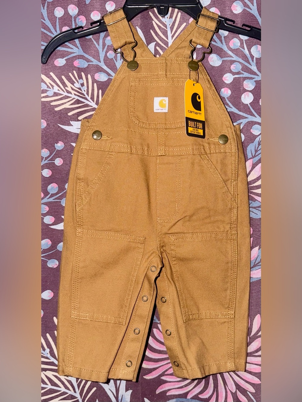 Carhartt Kids Brown Duck Canvas Overalls with Adjustable Straps